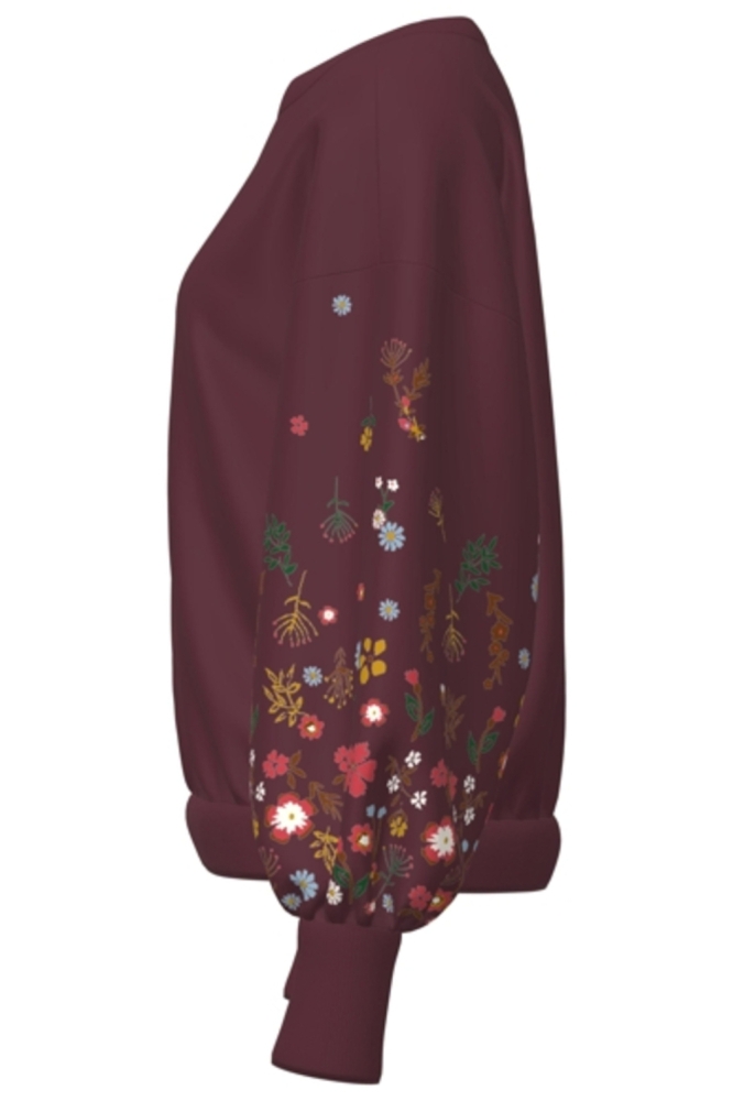 ONLBROOKE L/S O-NECK FLOWER SWT NOO 15216364 WINDSOR WINE/SLEEVE FLO